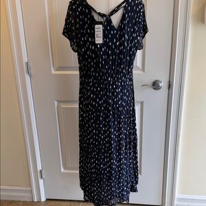 Picadilly Fashion Navy Midi Dress with Multicolor Dots